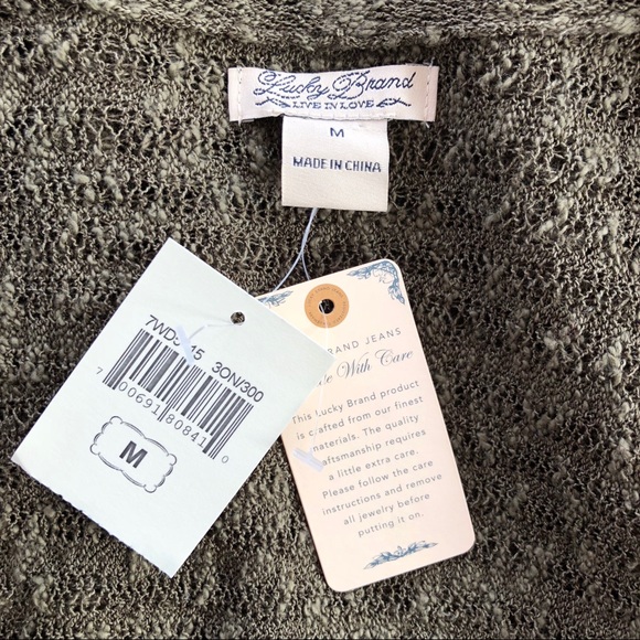 NWT Lucky Brand Olive Green Open Front Sweater M - Picture 6 of 8